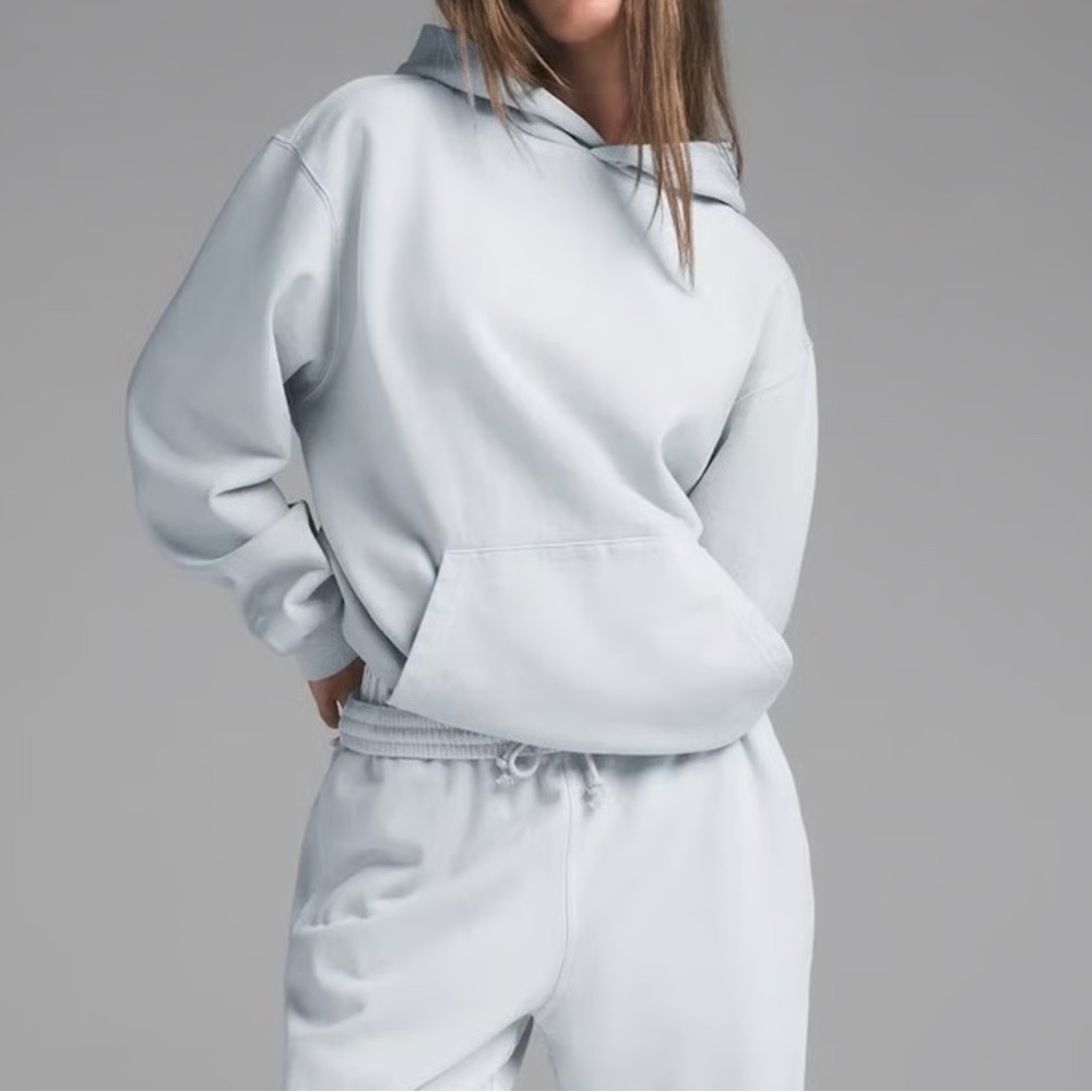 Skims boyfriend fleece pullover hoodie Size Small oversized in zen blue NWT